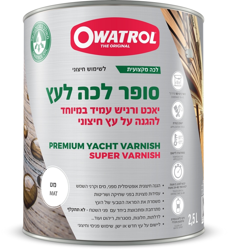 יאכט ורניש – סופר לכה לעץ Super Varnish צבע מט 750 מ”ל