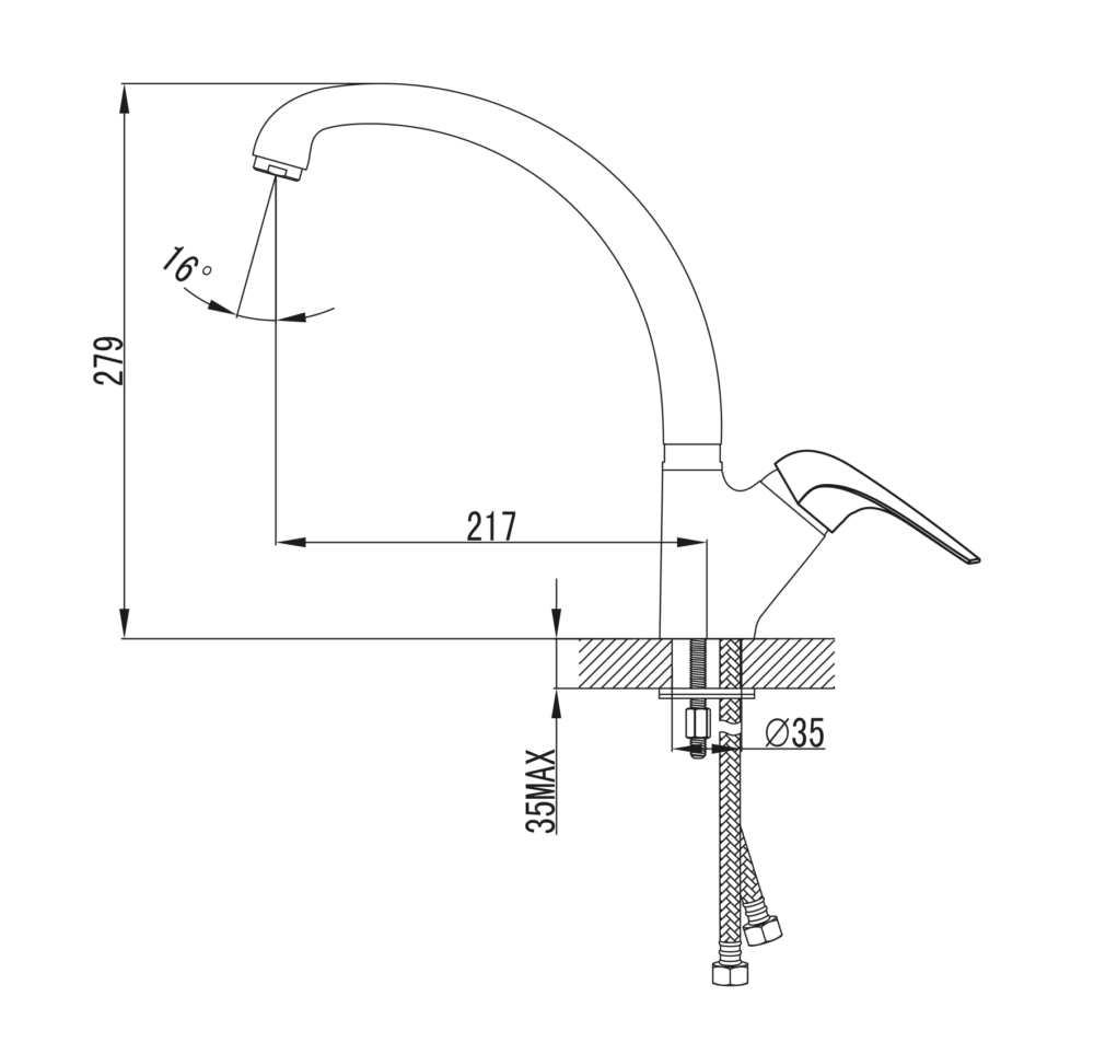 ברז שגיב ברבור קצר מתכוונן