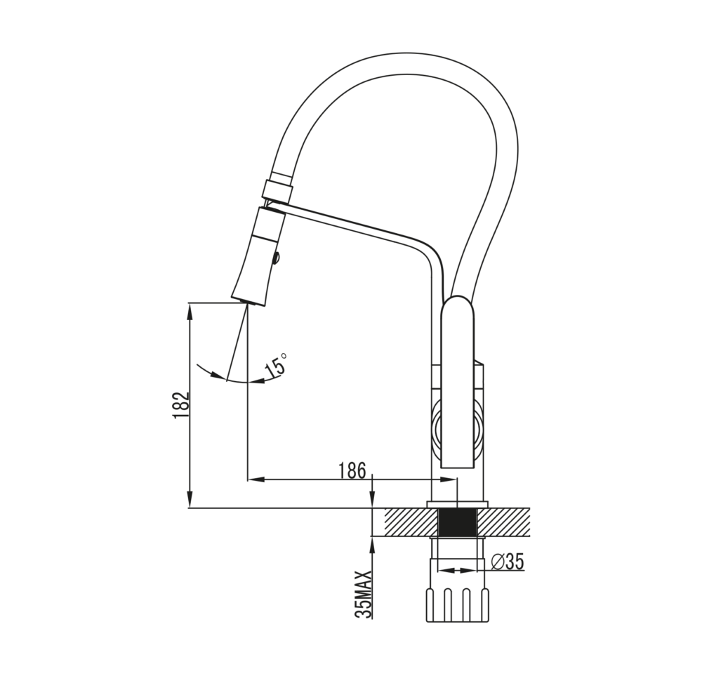 ברז שגיב מטבח גבוה לבן
