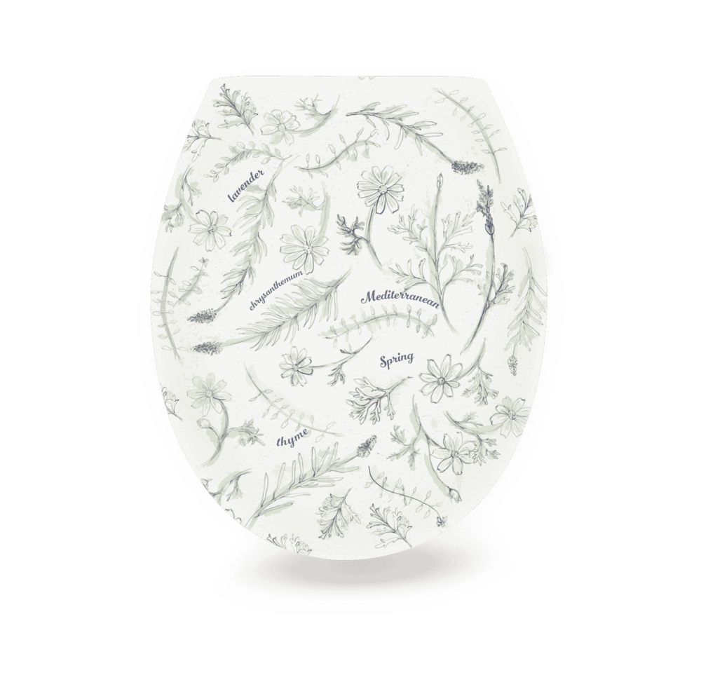 מושב אסלה הידראולי שליפה מהירה מודפס פרחי לבנדר