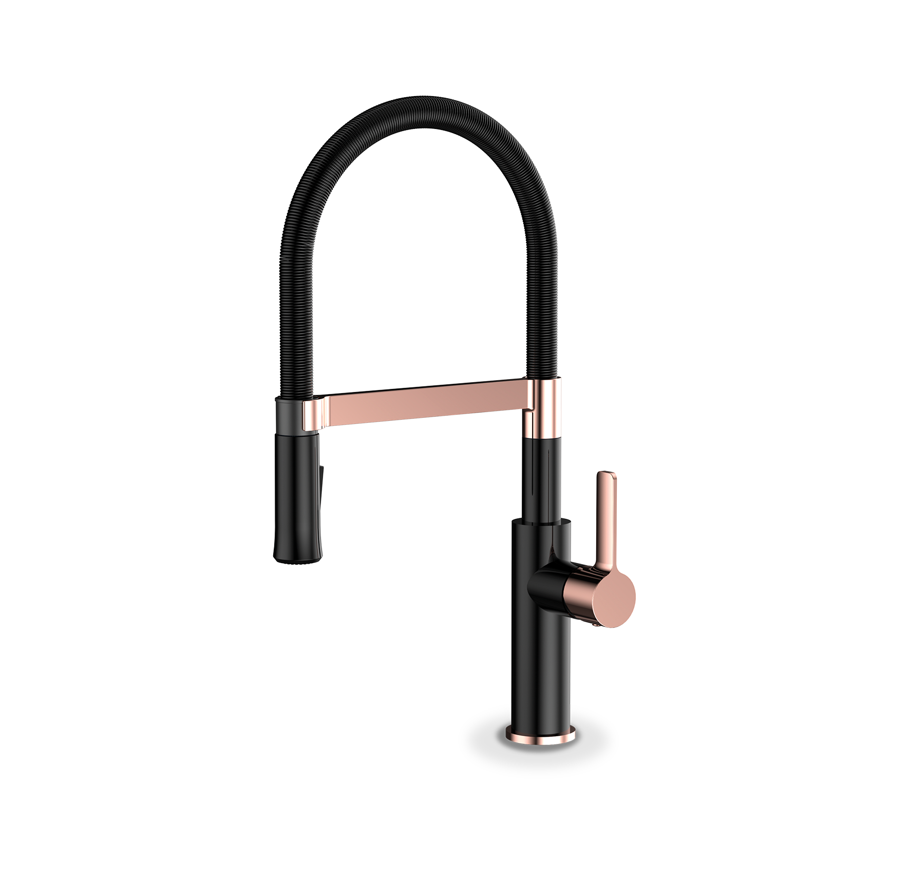 ברז מטבח שגיב צינור גמיש P3 שחור מט/רוז גולד
