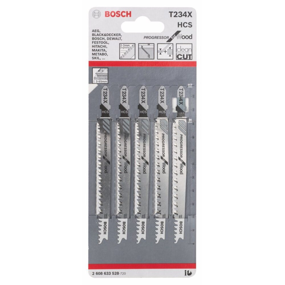 סט 5 להבי מסור אנכי לעץ בוש Bosch T234X