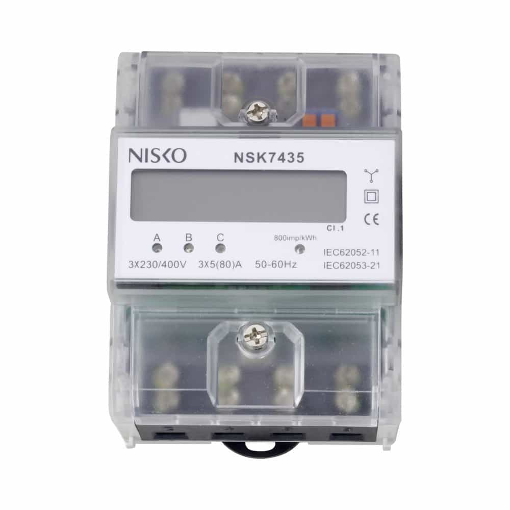 ניסקו מונה דיגיטלי שקוף לפס דין תלת פאזי 4 מודול NISKO | 80A