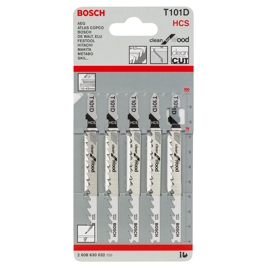 סט 5 להבי מסור אנכי לעץ בוש Bosch T101D