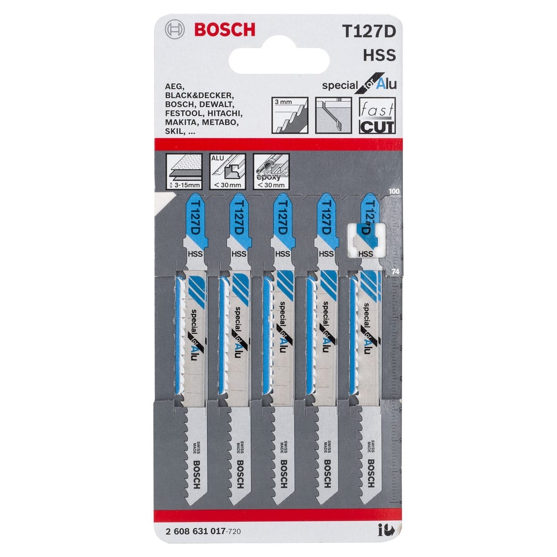 סט 5 להבי מסור אנכי למתכת דקה ועבה בוש Bosch T127D