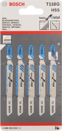 סט 5 להבי מסור אנכי למתכת דקה במיוחד בוש Bosch T118G