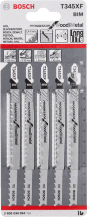 סט 5 להבי מסור אנכי לעץ ולמתכת בוש Bosch T345XF