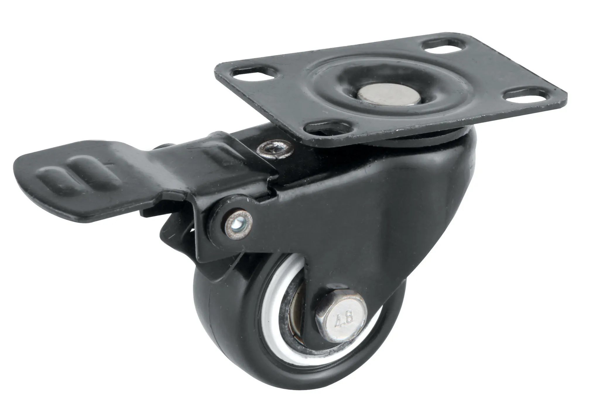 גלגל PU שחור לבן פלטה + מעצור בקטרים לבחירה