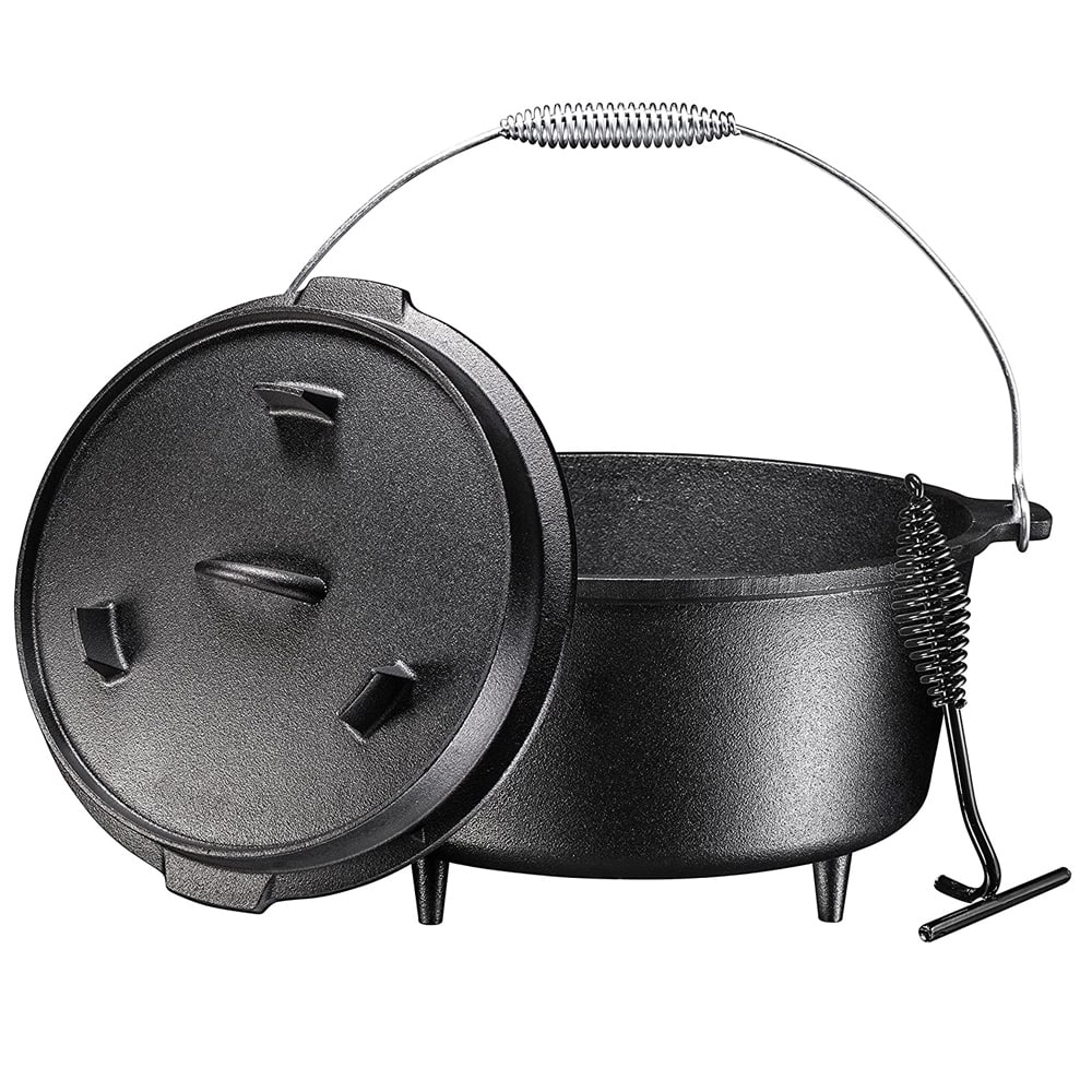 סיר פוייקה מברזל יצוק 6 ליטר כולל מכסה כמחבת לצלייה