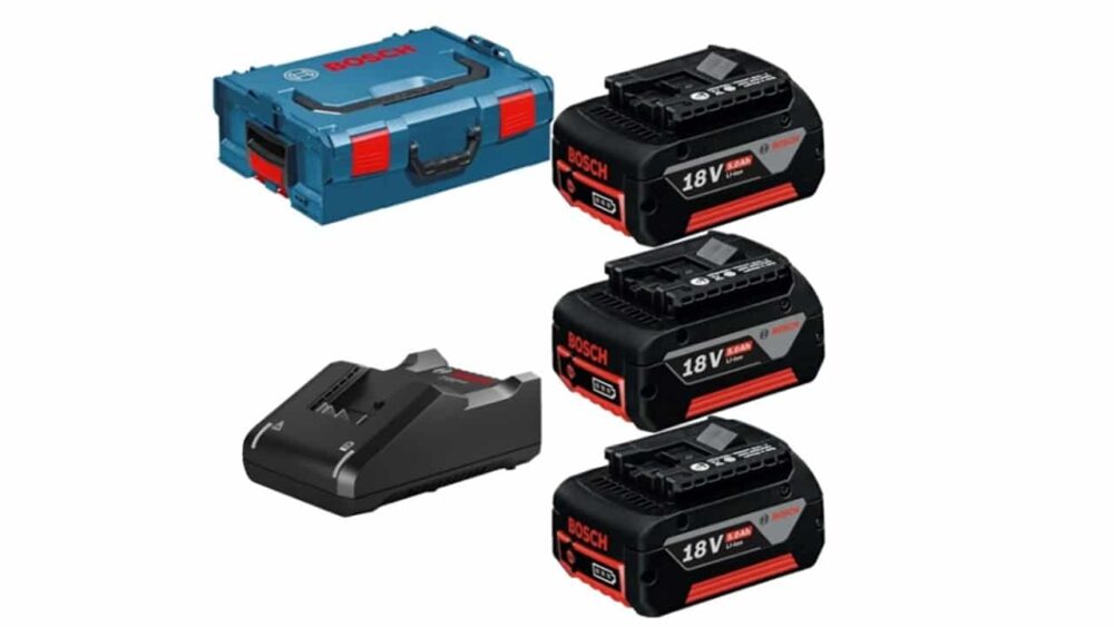סט 3 סוללות BOSCH 18V 5AH ומטען GAL 18-40 במזוודת LBOXX