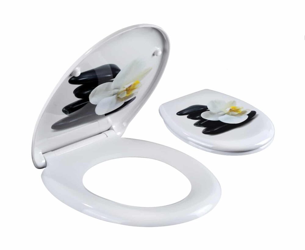 מושב אסלה טריקה שקטה פרח לבן AQUILA