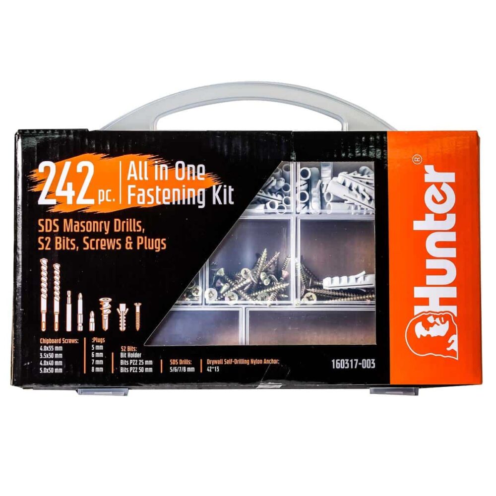 סט 242 ברגים + דיבילים ומרקדחי SDS