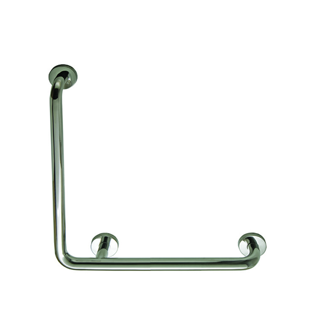 מאחז L לשירותים ומקלחת בצבע נירוסטה מוברש/לבן – נירוסטה מוברש