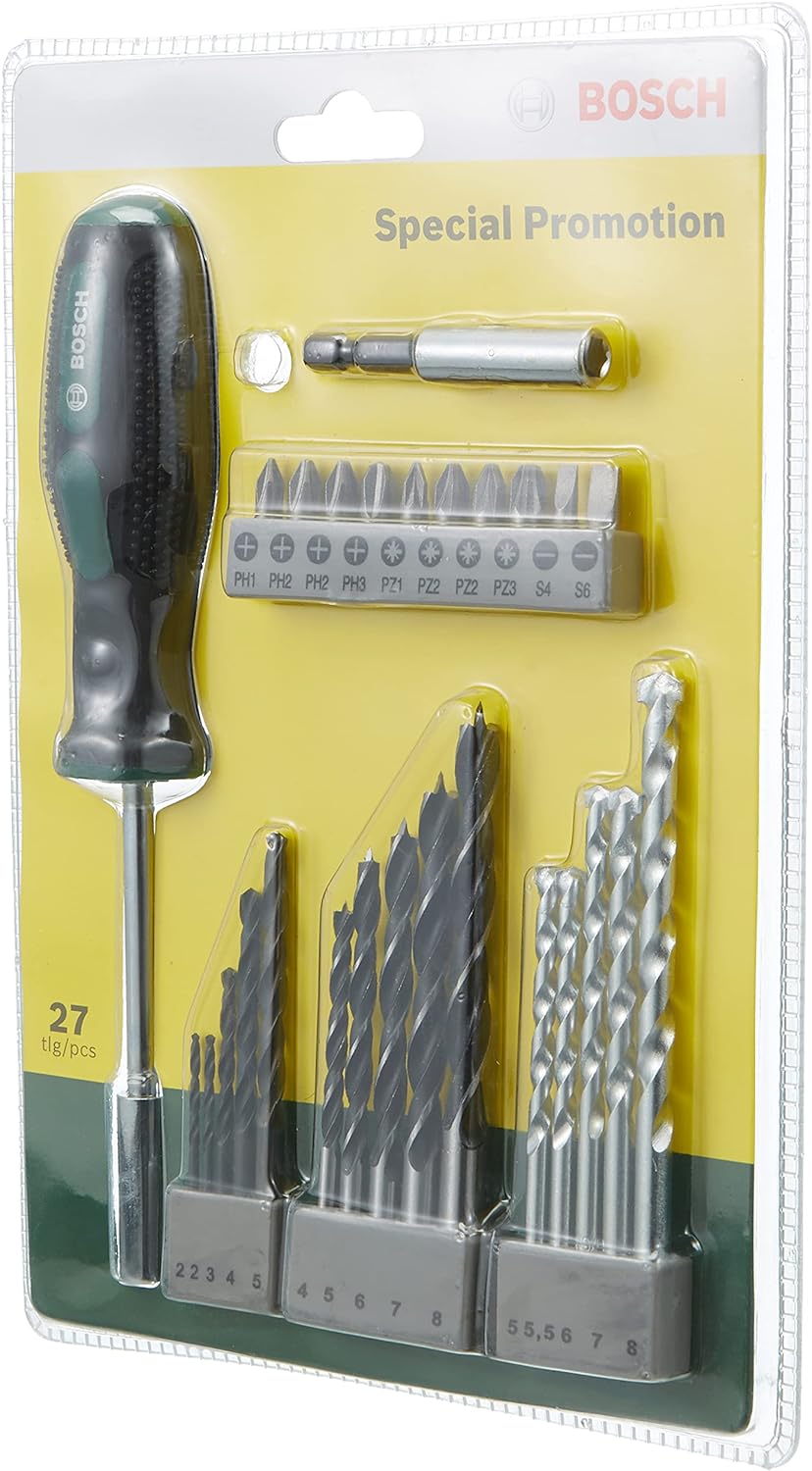 סט 27 חלקים ביטים מקדחים כולל מברג בוש