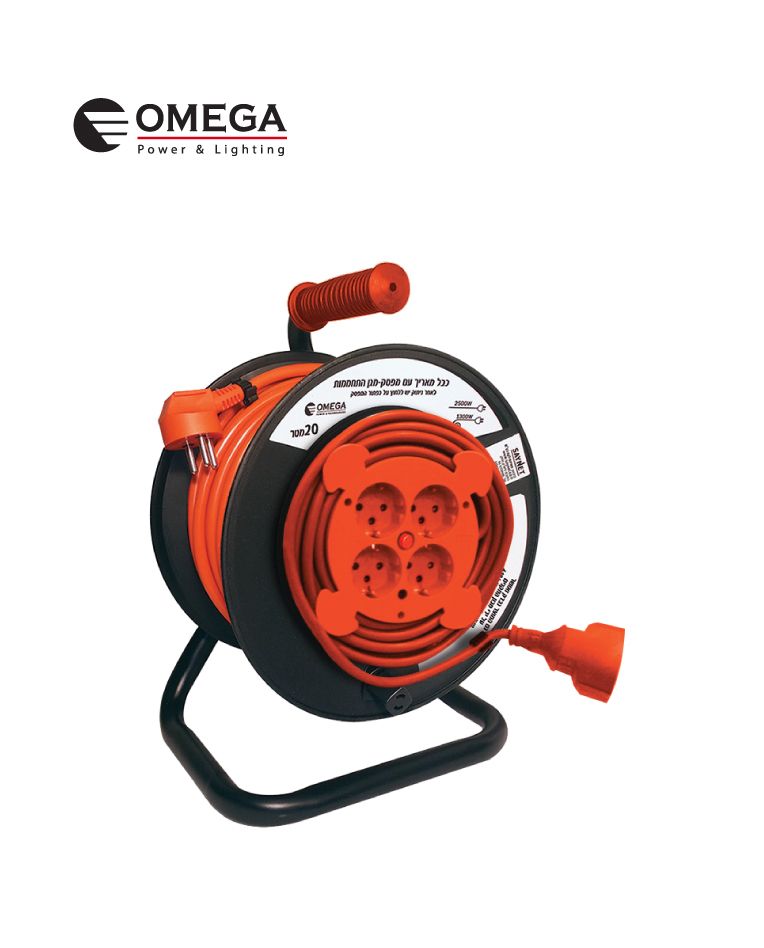 כבל חשמלי + תוף 4 שקעים 20 מטר + כבל מאריך לסולם 2 מטר