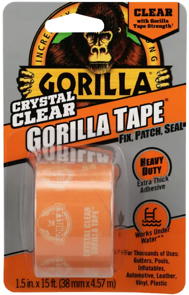 סרט הדבקה גורילה שקוף לאיטום ותיקונים חזק מאוד 38 מ”מ * 4.57 מטר Gorilla Glue